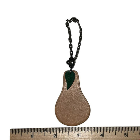 HERMES LOGO FRUIT MOTIF KEY CHAIN BAG CHARM LEATHER OCHER ACCESSORY BOXED - Picture 11 of 12